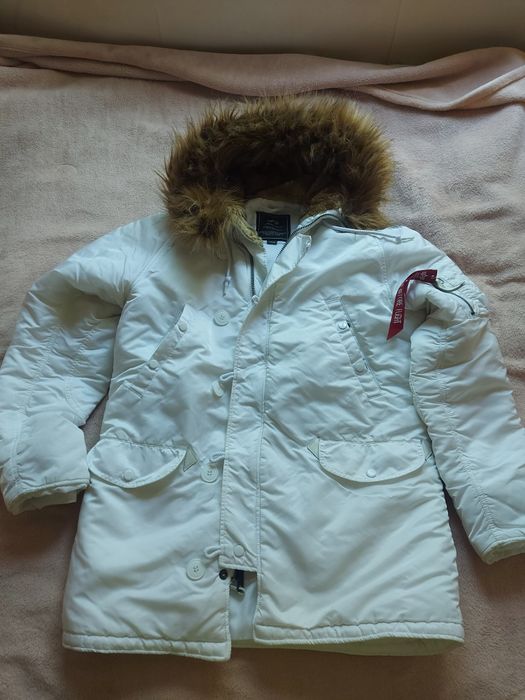 Alpha Industries N-3B Parka biała size M-L  alaska Jak Nowa