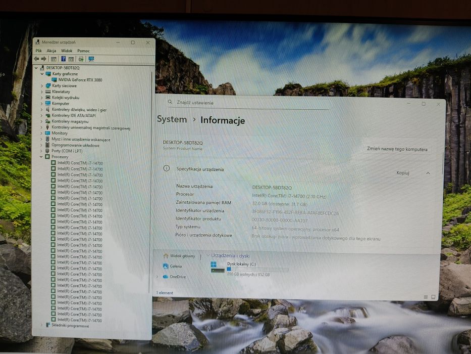 Komputer Gamingowy i7-14700, RTX 3080, 32 GB RAM,SSD,Win 11