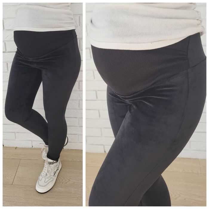 Теплі велюрові лосини для вагітних на хутрі  різні кольори 42-56р.