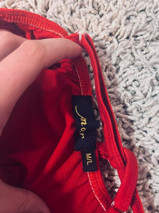 M/L piękna czerwona tunika top letni na ramiączkach