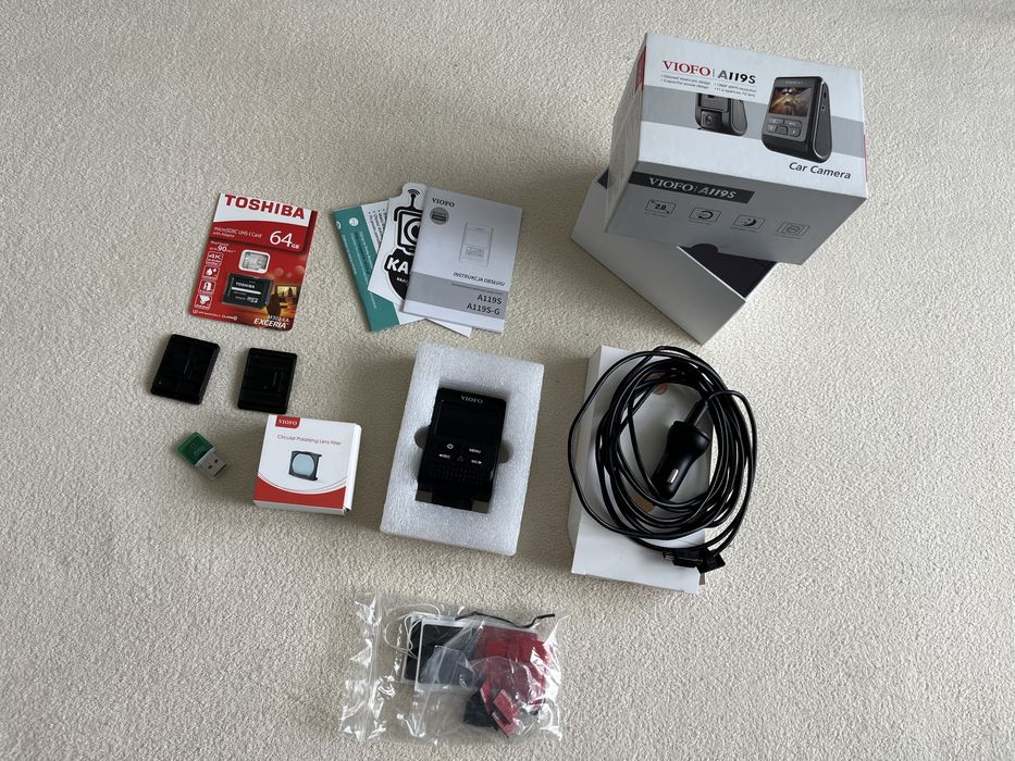 VIOFO A119S kamera samochodowa Full HD Sony Starvis, komplet + filtr Polaryzacyjny
