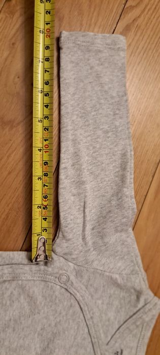 Body z długim rękawem, koperowe, 74, Hm, unisex, białe, szare