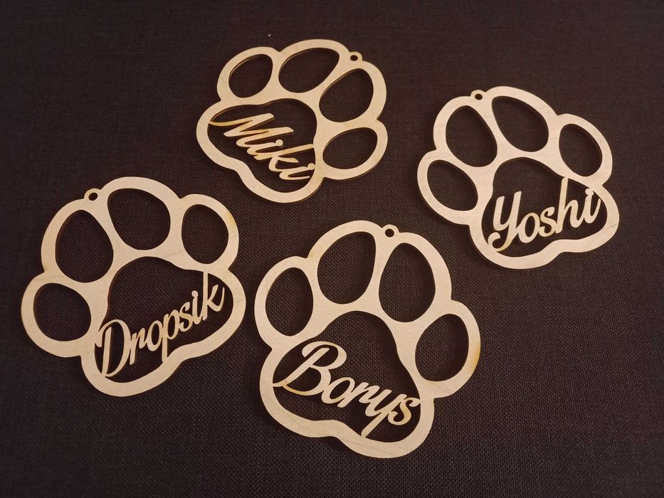 3 x Bombka ażurowa  imie dziecka drewno ok 11x10cm