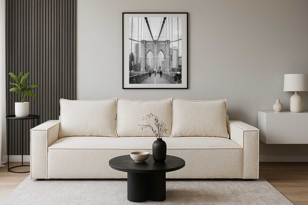 Sofa kanapa KENZO poso sztruks z funkcją spania i pojemnikiem