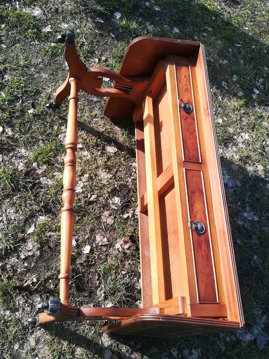 Stolik klapiak karciak skóra zielona chippendale antyk