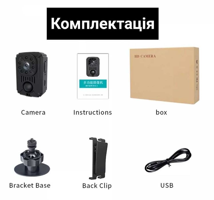 Міні камера MD31 FullHD відеореєстратор, датчик руху, Нічна зйомка