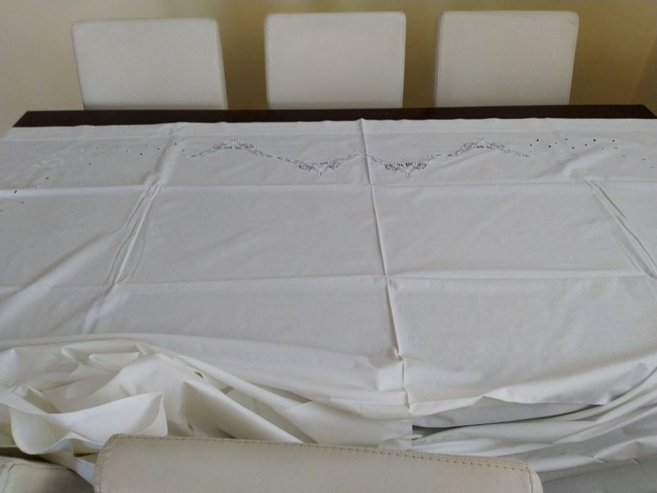 Lençol de casal e duas almofadas de algodão antigo, novo