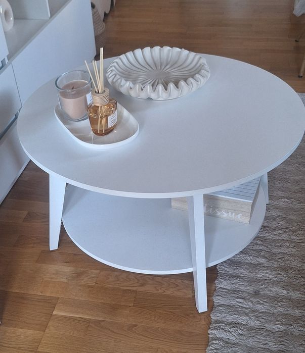 Stolik biały okrągły 80x80x45