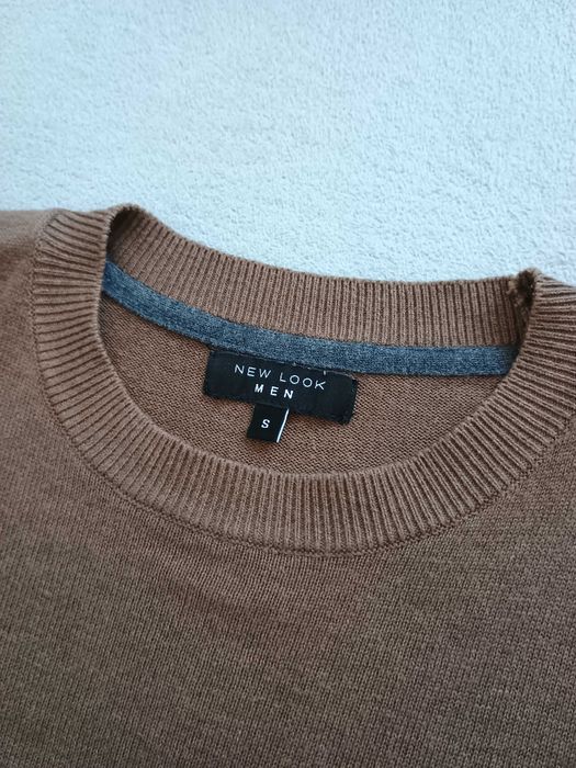 Męski cienki sweterek New Look Man - rozmiar/size S, brązowy