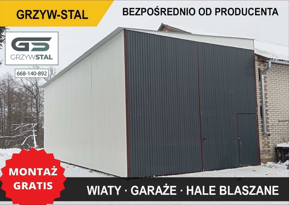 GARAŻE BLASZANE|Wiata|Hala|Magazyn|Konstrukcja Stalowa - GRZYWSTAL*