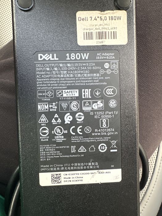 Зарядний пристрій (зарядка для ноутбука блок живлення ) dell 180 watt