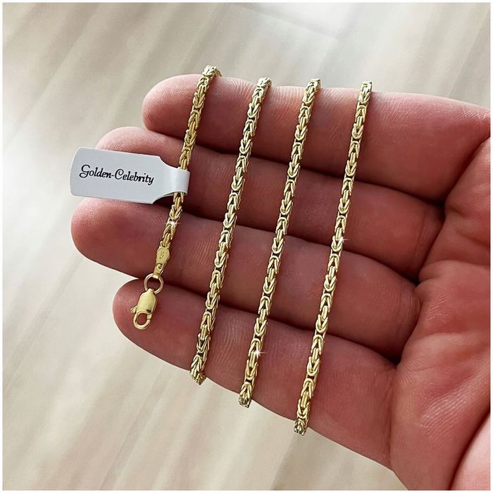 Piękny Damski Naszyjnik Splot Królewski 925/585 Pozłacany Ręczna Robot