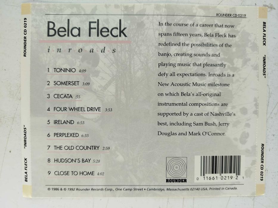 Okładka CD Béla Fleck Inroads poligrafia OP+OT bez płyty !!