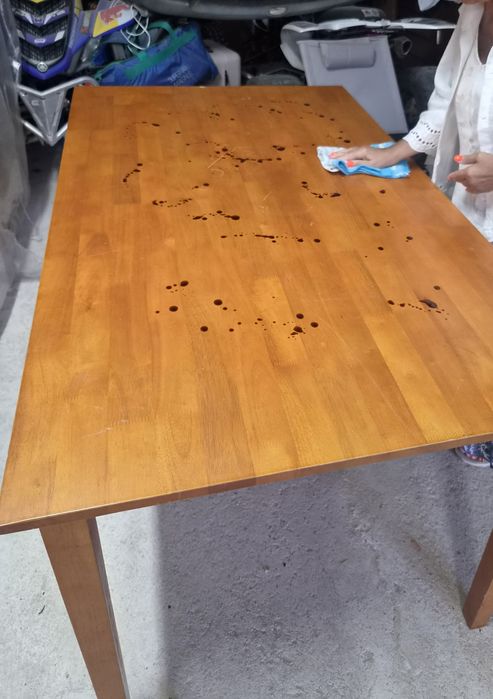 Mesa madeira maciça pinho mel +3 cadeiras (entrega incluida)