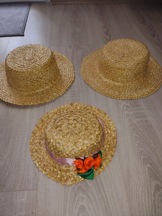 Kapelusz słomiany dożynkowy na jasełka dziecięcy dla dziewczynki, zesp
