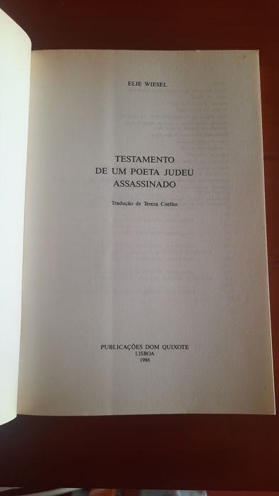 Testamento de um poeta judeu assassinado Elie wiesel
