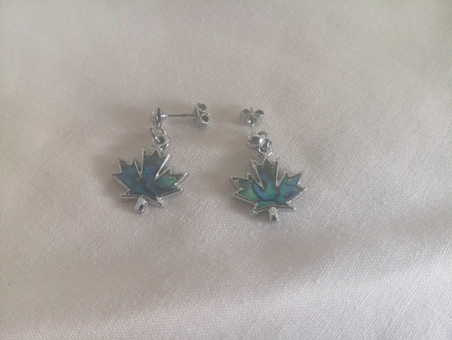 Pulseira e brincos novos, com design de folha de plátano