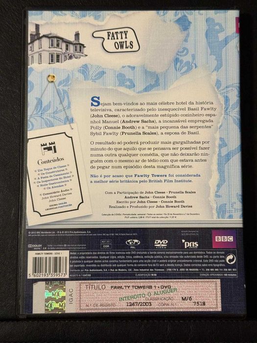 DVD do filme Fawlty Towers, série 1, Remasterizado