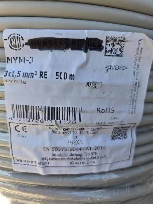 Kabel 3x2,5. 3x1,5