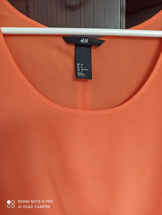 Koszulka H&M 38 pomarańczowa bluzka na ramiączkach