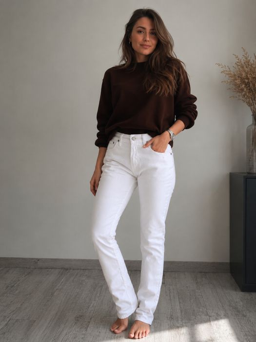 White jeans Ralph Lauren RXL / білі джинси straight fit 100% cotton W30–32