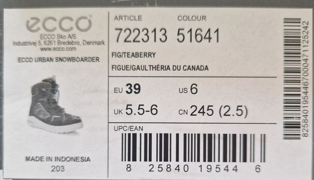 Чоботи ecco р.39 (us6) на стопу 24.5 см