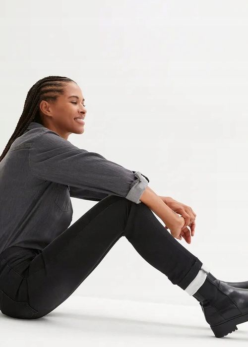 B.P.C jeansy termiczne czarne ocieplane skinny ^44