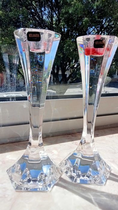 Dois castiçais de cristal Atlantis