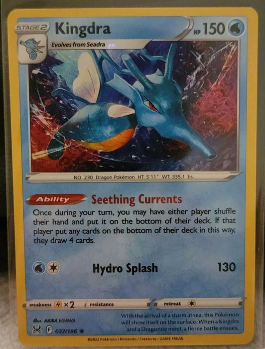 Pokemon carta Kingdra 037/196 Sword & Shield LOrigin Rara Holográfica
