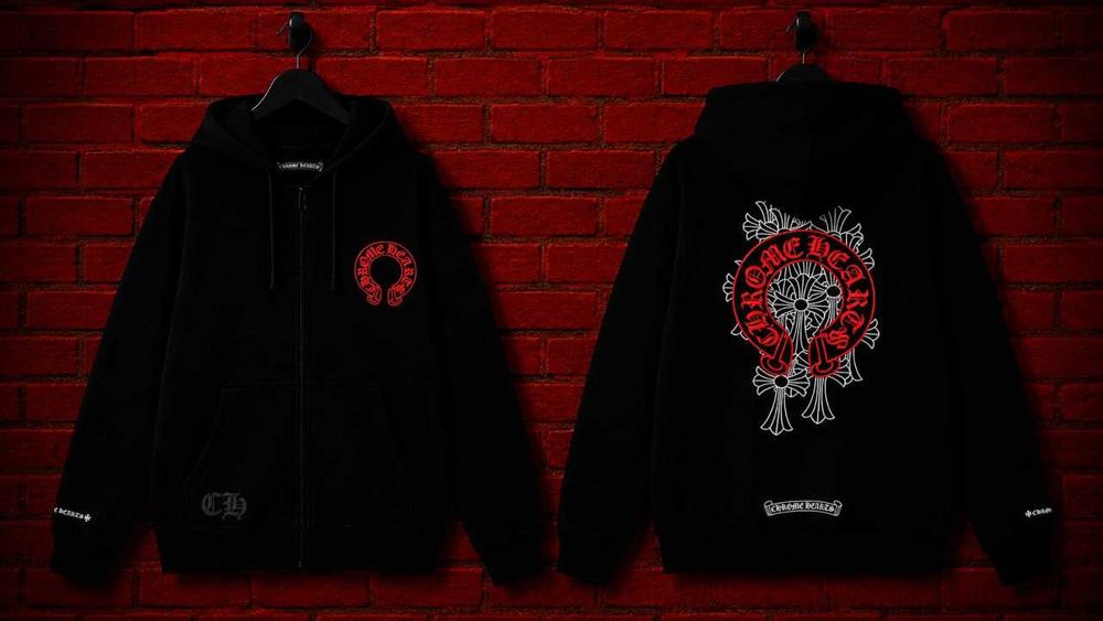 ‼️SALE‼️ Зіп худі Chrome Hearts зіпка хром хартс кофта з капюшоном чорна