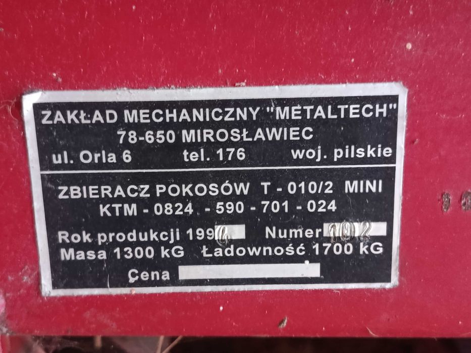samozbierająca do siana słomy itp