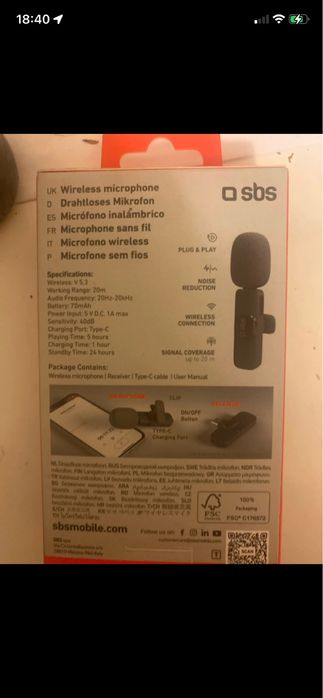 Microfone lapela sem fio