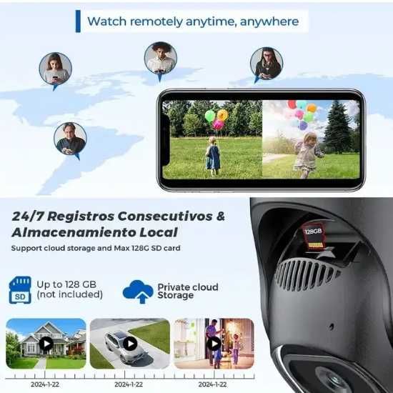 Вулична IP-камера A33H 8 МП | 2 об'єктиви | Подвійний екран | PTZ 270°/90° | Wi-Fi 2.4G | iCSee | IP66