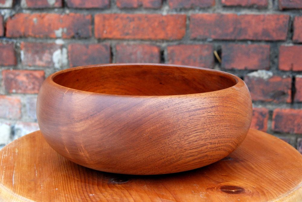 Duża misa drewniana tekowa skandynawska design teak