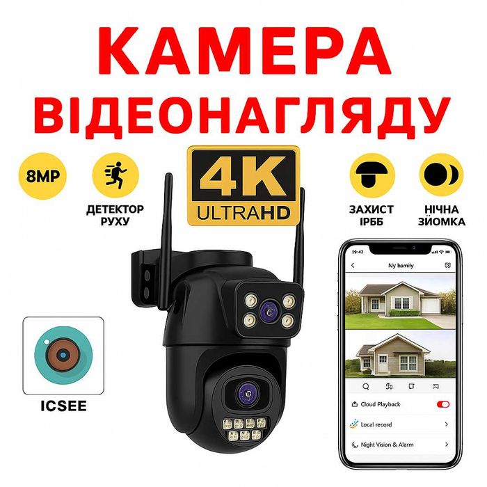 Файна 2в1 Камера відеонагляду WIFI ICSEE A33 поворотна вайфай ptz