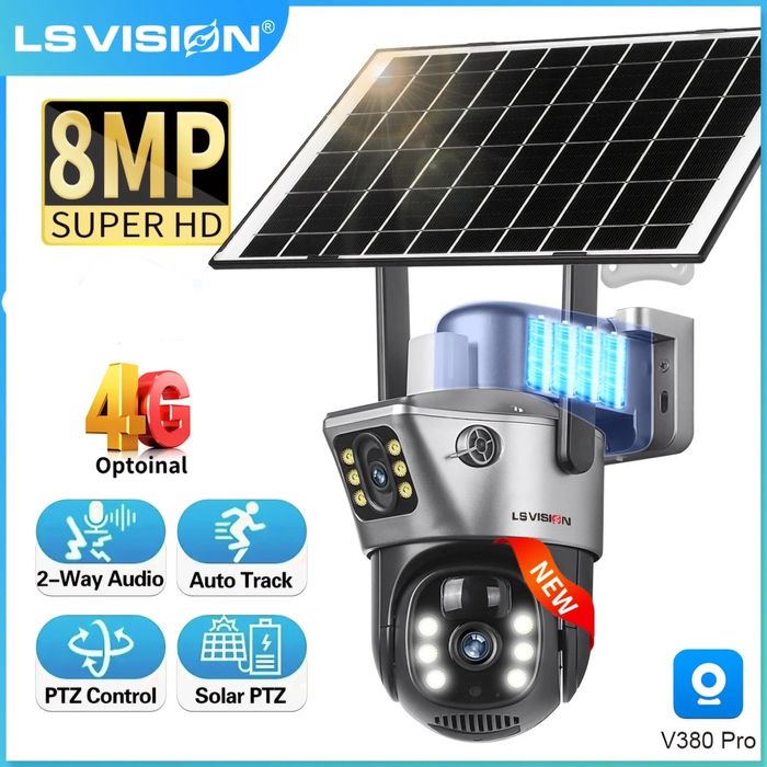 Вулична поворотна IP-камера 4G з сонячною батареєю 8000mAh sim-карт