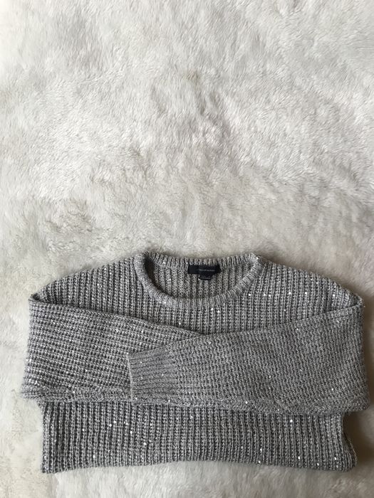 Sweter sweterek s-m atmosphere srebrny z wszytymi cekinami modny tanio
