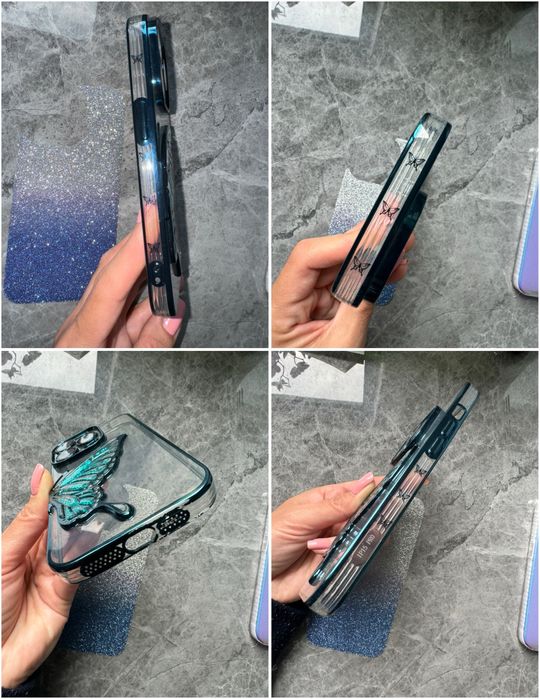 Чехол на IPhone 15 pro 2шт за 150! Бабочка глиттер Роза силикон