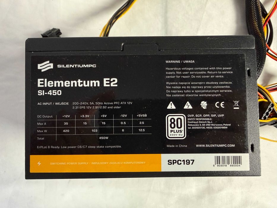Zasilacz ATX SilentiumPC Elementum E2 SI 450W 450 W 80 PLUS