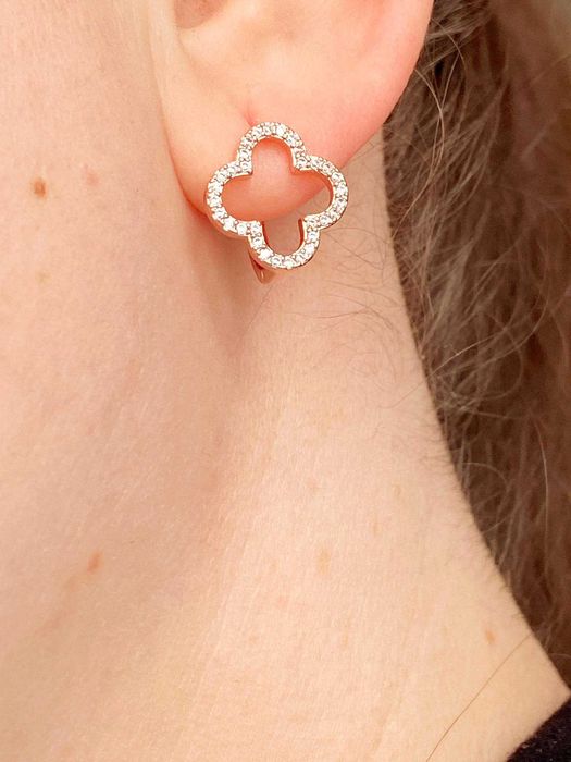 Позолоченные Серьги Клевер (Разные Модели), Конюшина.Позолота. Сережки