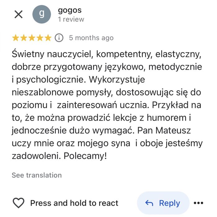 Wrocław Lekcje angielskiego, korepetycje z dojazdem lub online