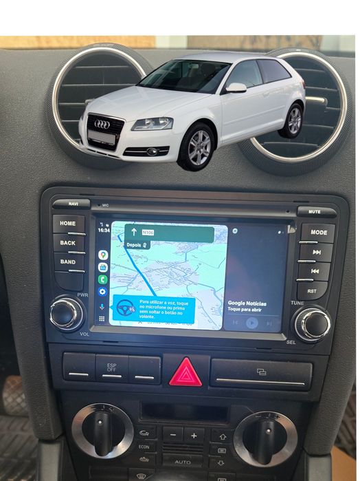 Rádio Audi A3 8P Android 14 com GPS (Novo)