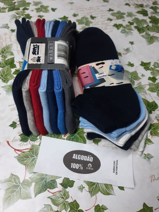 13 pares de meias em algodão, tamanho 33-37