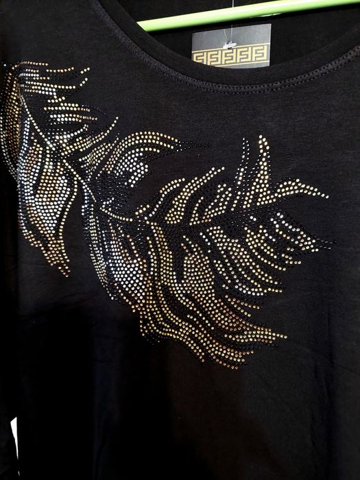 Bluzka wiskozowa z cyrkoniami liście na r. 46-50