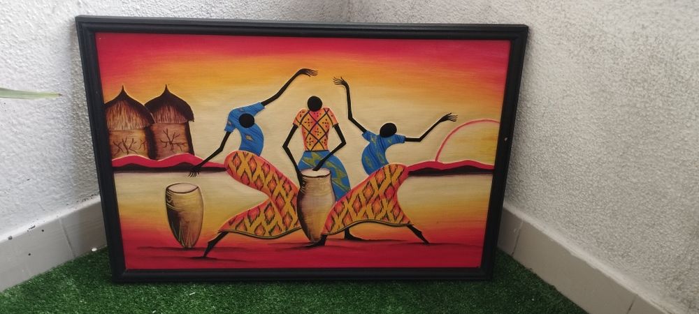 Quadros africanos decorativos com alto relevo