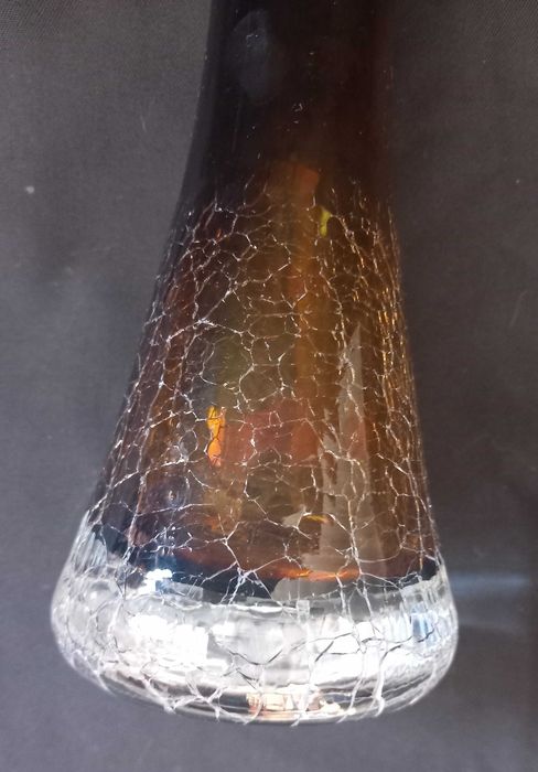 Vaso de vidro vintage, anos 60, design craquelado de Ingrid Glashütte
