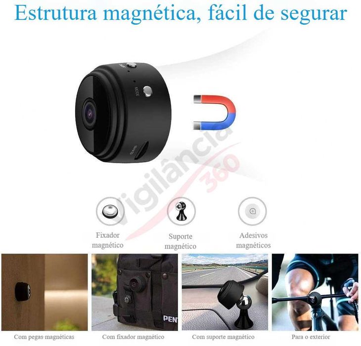 Micro Câmara Espia WiFi Sem Fios Full HD 1080P com Visão Noturna-NOVO