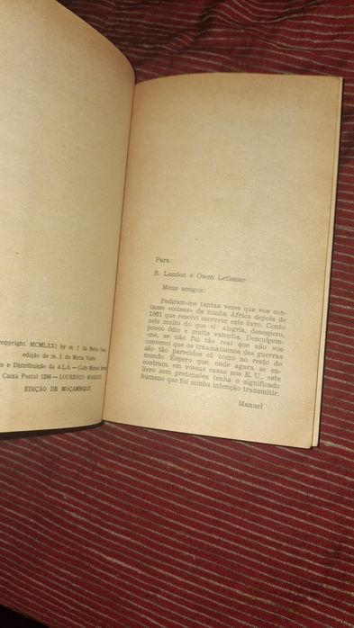 Depois , vem a angustia de M F Motta Vieira colonias Moçambique