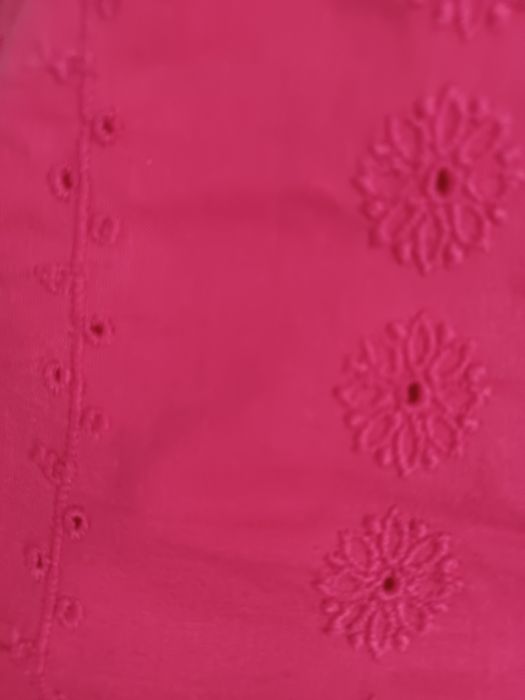 Vestido comprido rosa bordado inglês algodão e linho