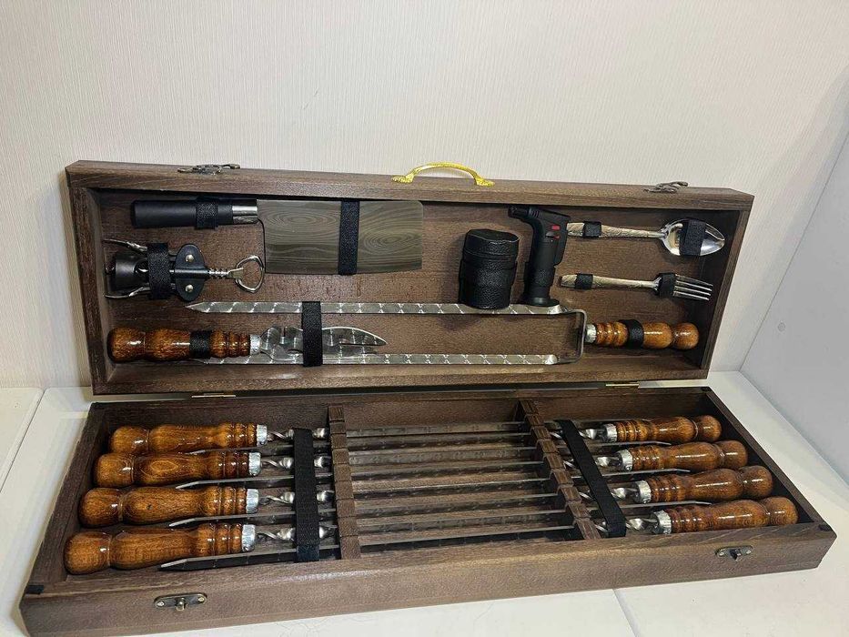 Топ продаж! Набіри шамурів у дерев'яних кейсах Подарок Набор шампуров